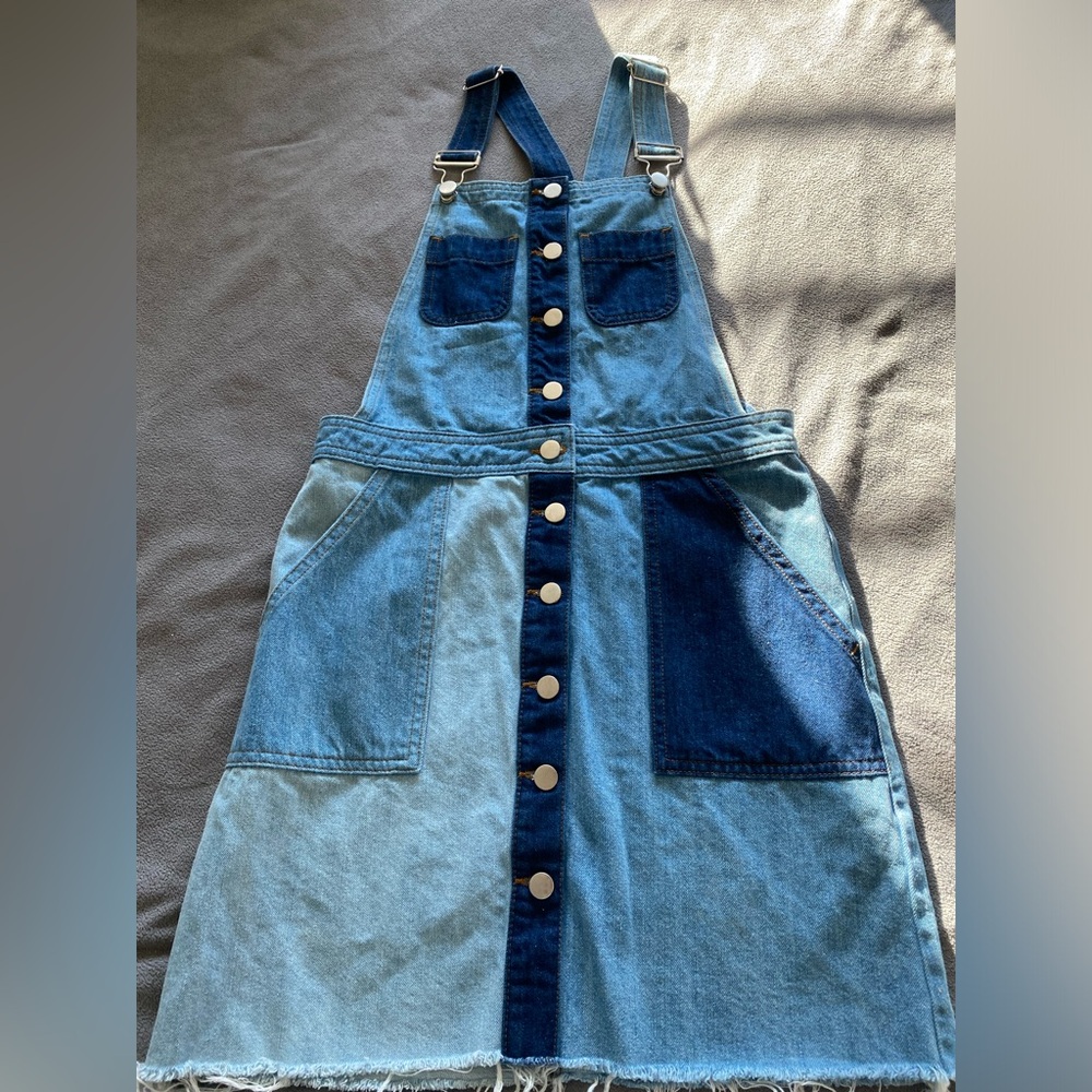 Denim Button-Down Dungarees Dress